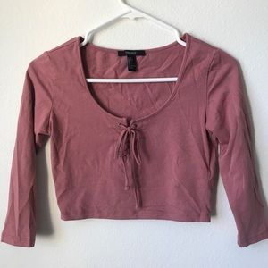 Forever 21 Lace-Up Crop Top (Mauve)